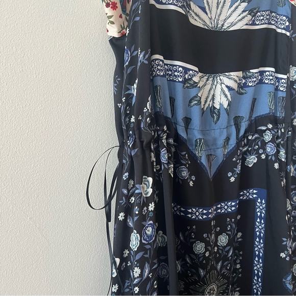 Sandro Niels Tapestry Floral Mixed Print Satin Midi Dress - Picture 4 of 12